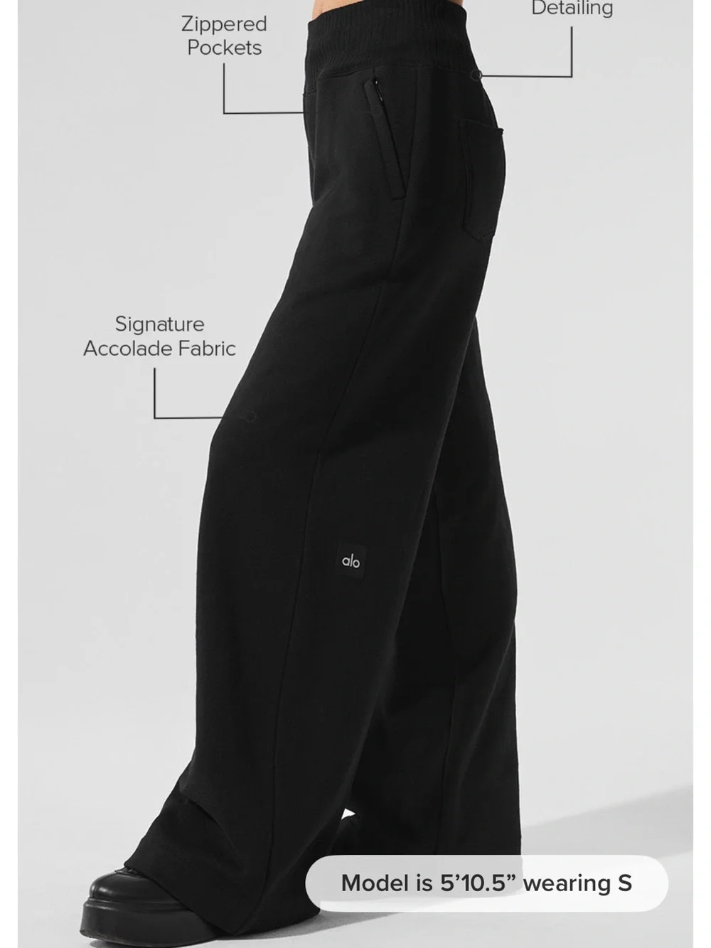 Alo Yoga Serenity Wide Leg Sweatpant Black